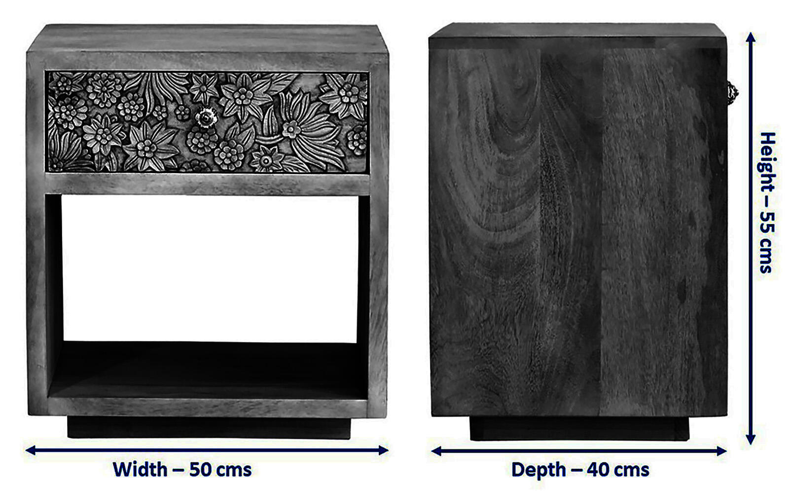 Lisa Carving Side/Bedside Table - Natural Brown - Image 7